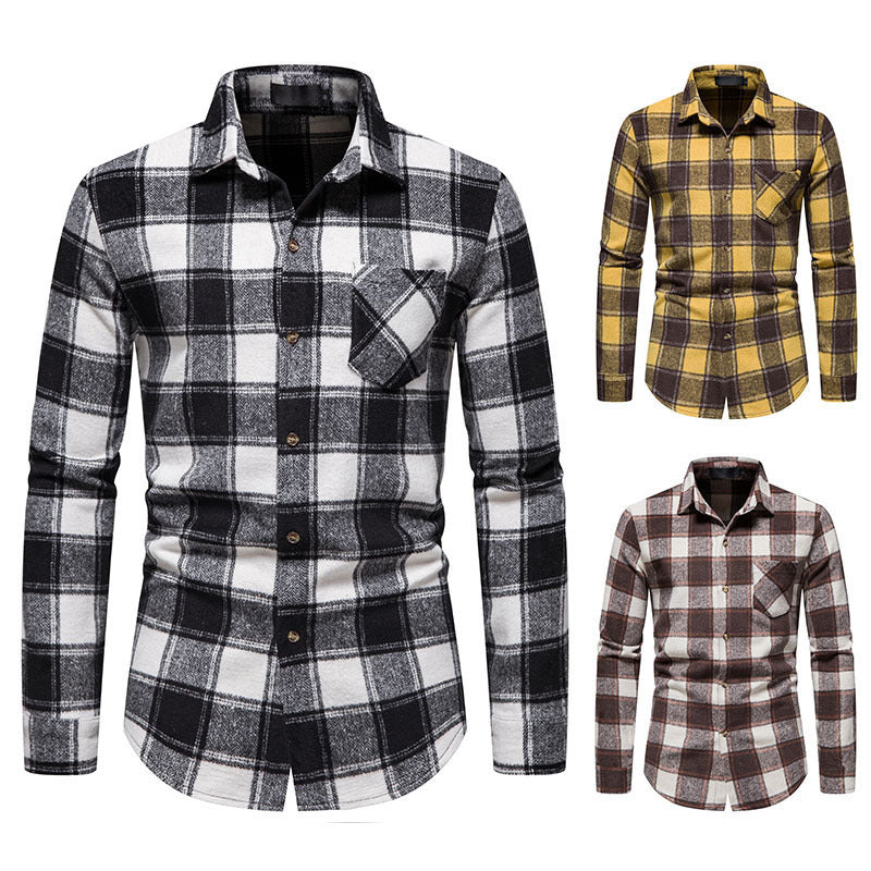 Thick Warm Woolen Cloth Flannel Casual Shirt Base Men's Shirt