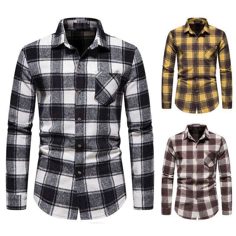 Thick Warm Woolen Cloth Flannel Casual Shirt Base Men's Shirt - Mubimart