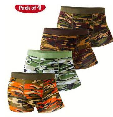 Camouflage Men's Underwear Modal Breathable Boxers Mid-waist Printed Boxers - Mubimart