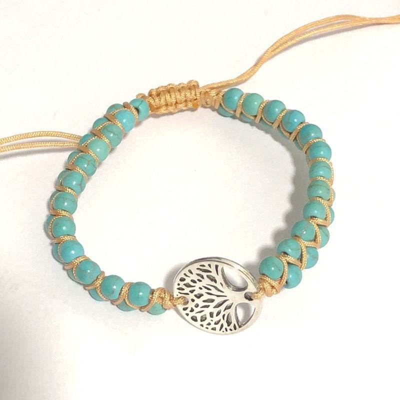 Natural Stone Tree Of Life Charm Bracelet Women - Mubimart