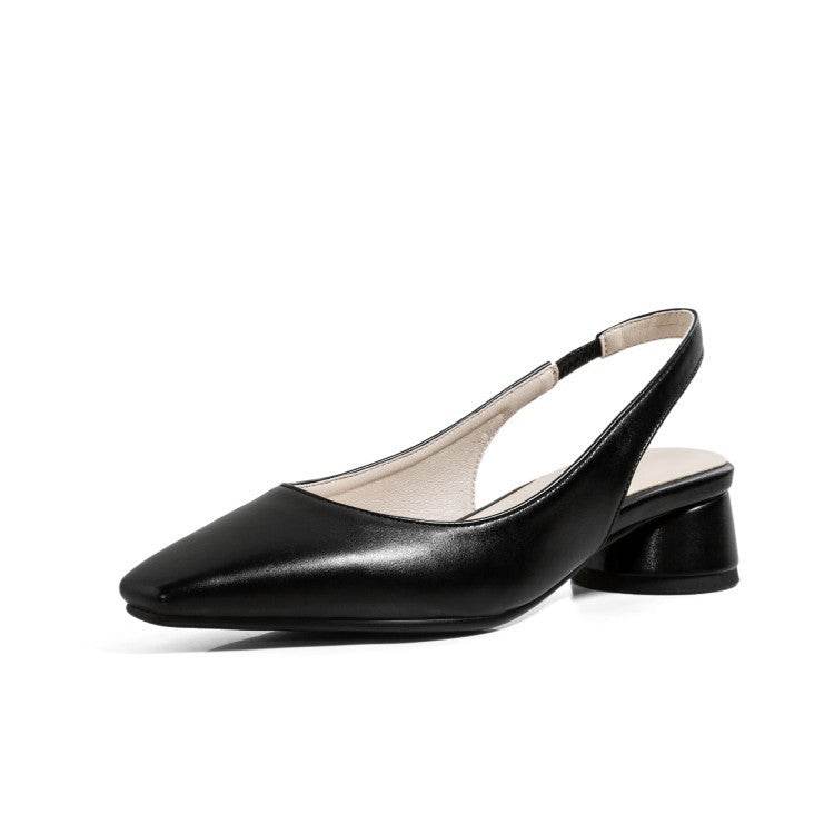 Pointed Toe Slingback Baotou Simple Low Heel Women's Shoes - Mubimart