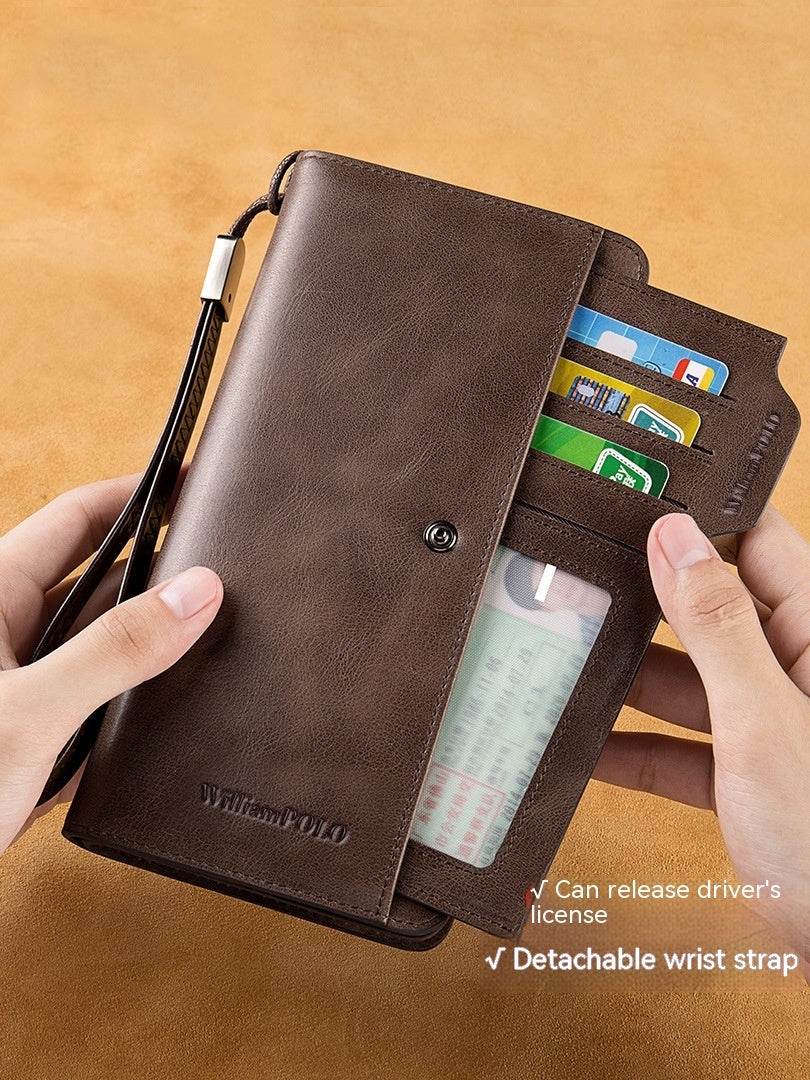 Men's Long Wallet Genuine Leather Wallet - Mubimart