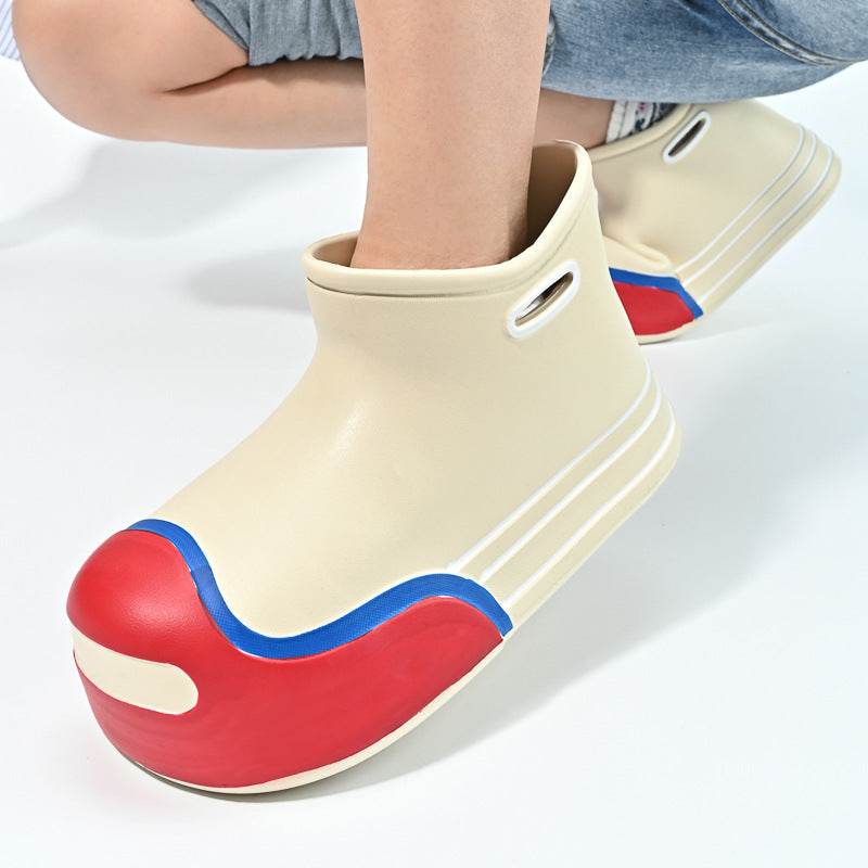 Women's Fashionable Outer Wear Mid-calf Thick-soled Rain Boots - Mubimart
