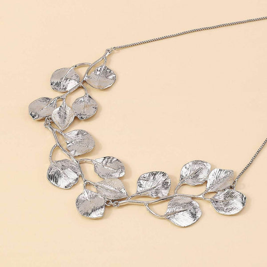 2025 Earring Necklace Luxury Metal Leaf Earrings Choker For Women Personality Jewelry Gift - Mubimart
