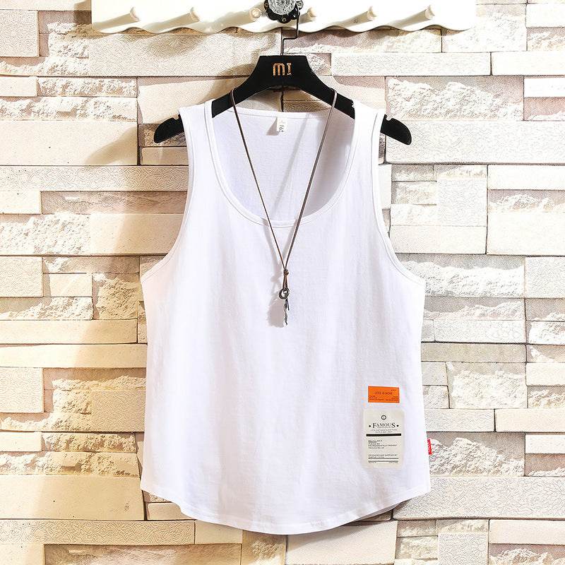 Mens Solid Color Cotton Breathable Loose Casual Tank Tops - Mubimart