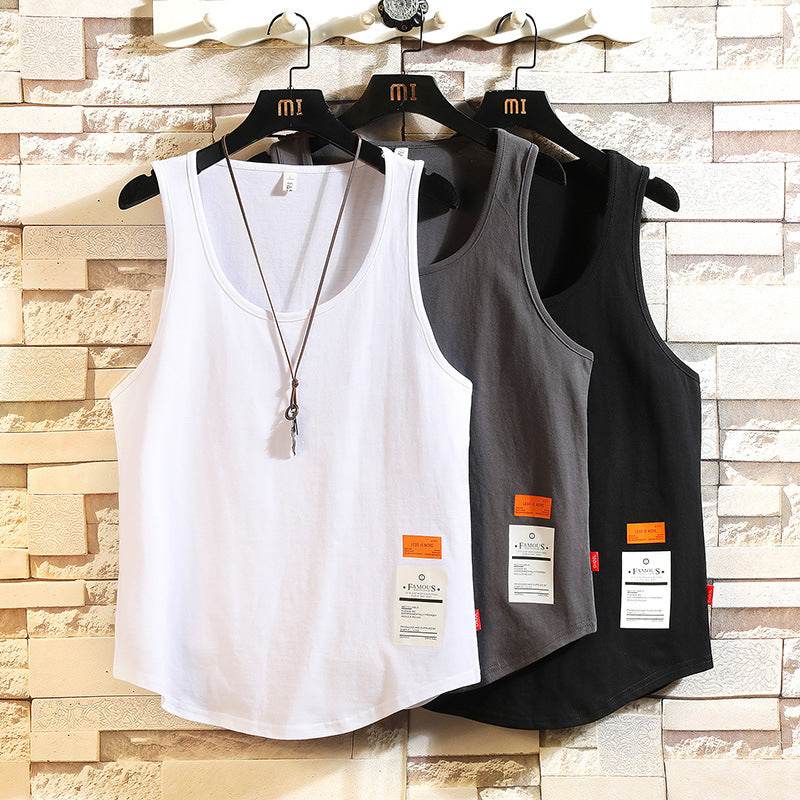 Mens Solid Color Cotton Breathable Loose Casual Tank Tops - Mubimart