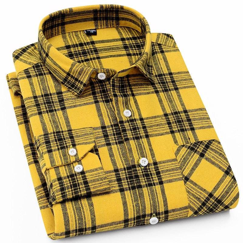 Men's Casual Flannel Long-sleeved Shirt - Mubimart