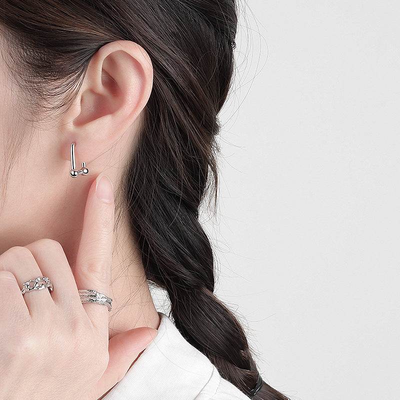 Silver Color U-Shape Women Creative Hoop Earrings Fine Jewelry - Mubimart