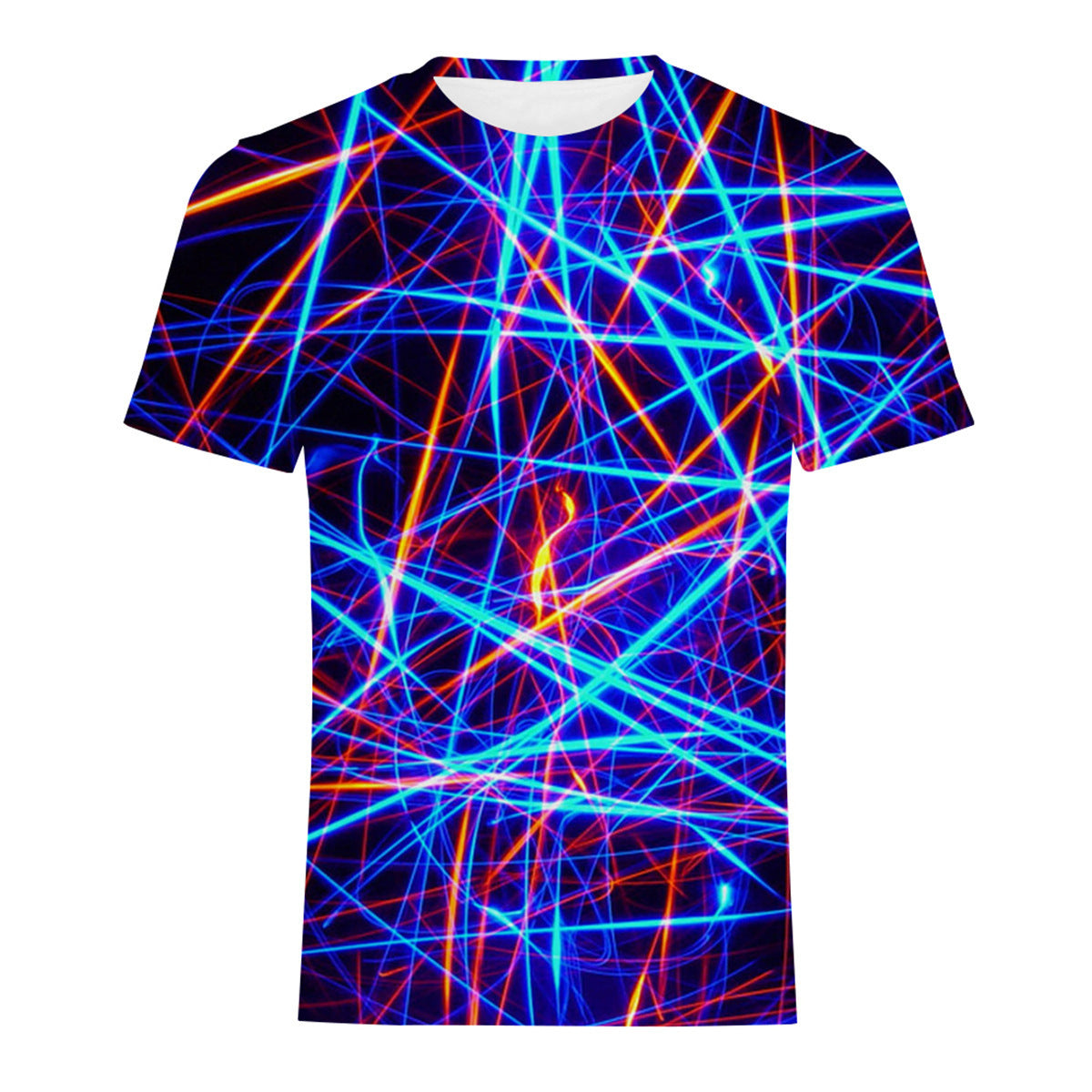 Mens Fashion Casual Digital Print Crew Neck T-shirt