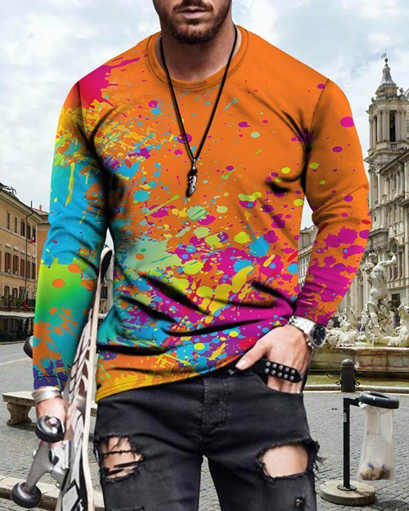 Mens Letter Crew Neck Slim Fit Casual Print T Shirt - Mubimart