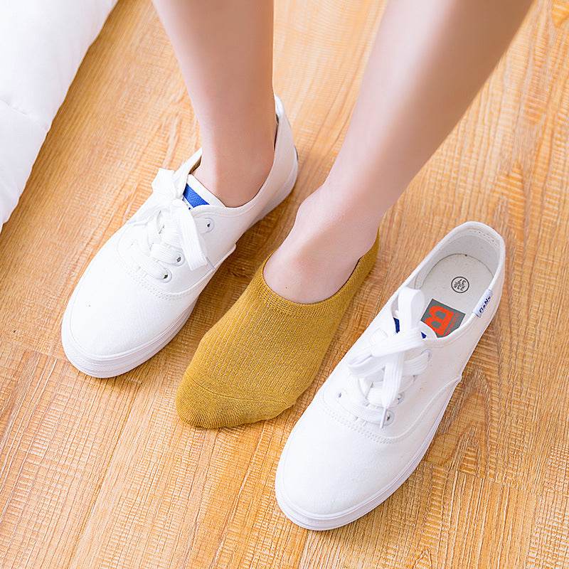 Cotton Spring And Summer Invisible Socks Low Cut Silicone Non-slip - Mubimart
