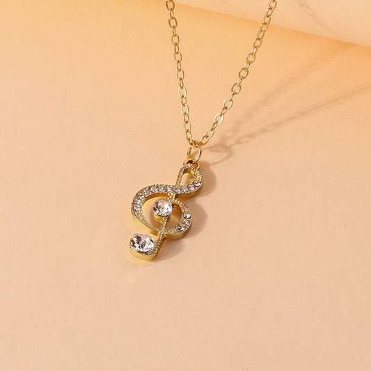 European And American Ornament Diamond Note Necklace