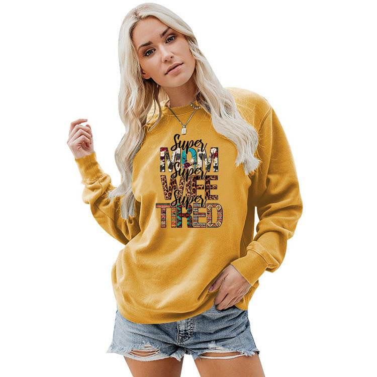 Women's Crew Neck Print Plus Size Sweatshirt - Mubimart