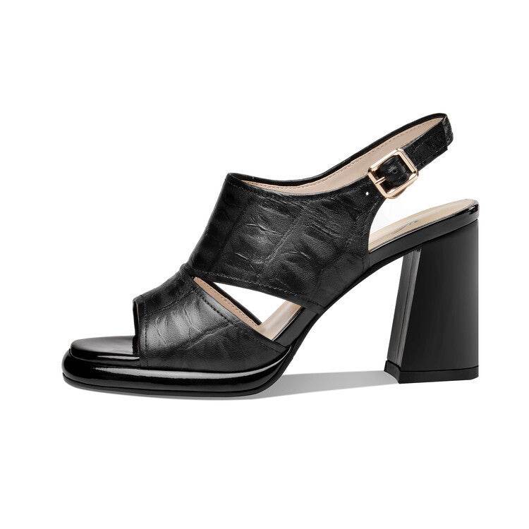 Peep Toe Plus Size 4 Thick High Heels Waterproof Platform - Mubimart