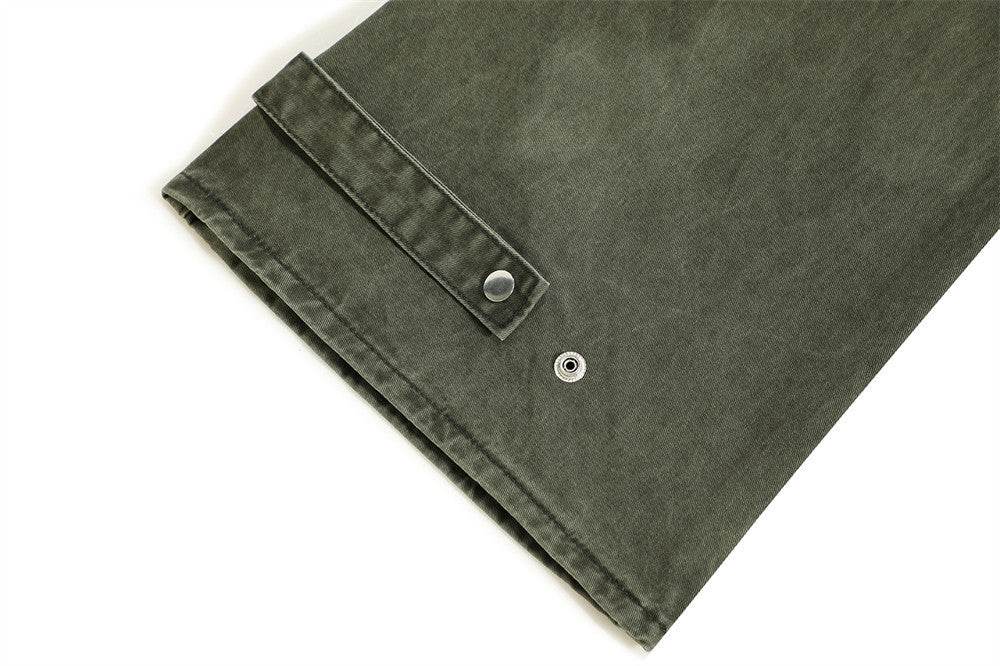 Removable Belt Pocket Bootcut Trousers Jeans - Mubimart