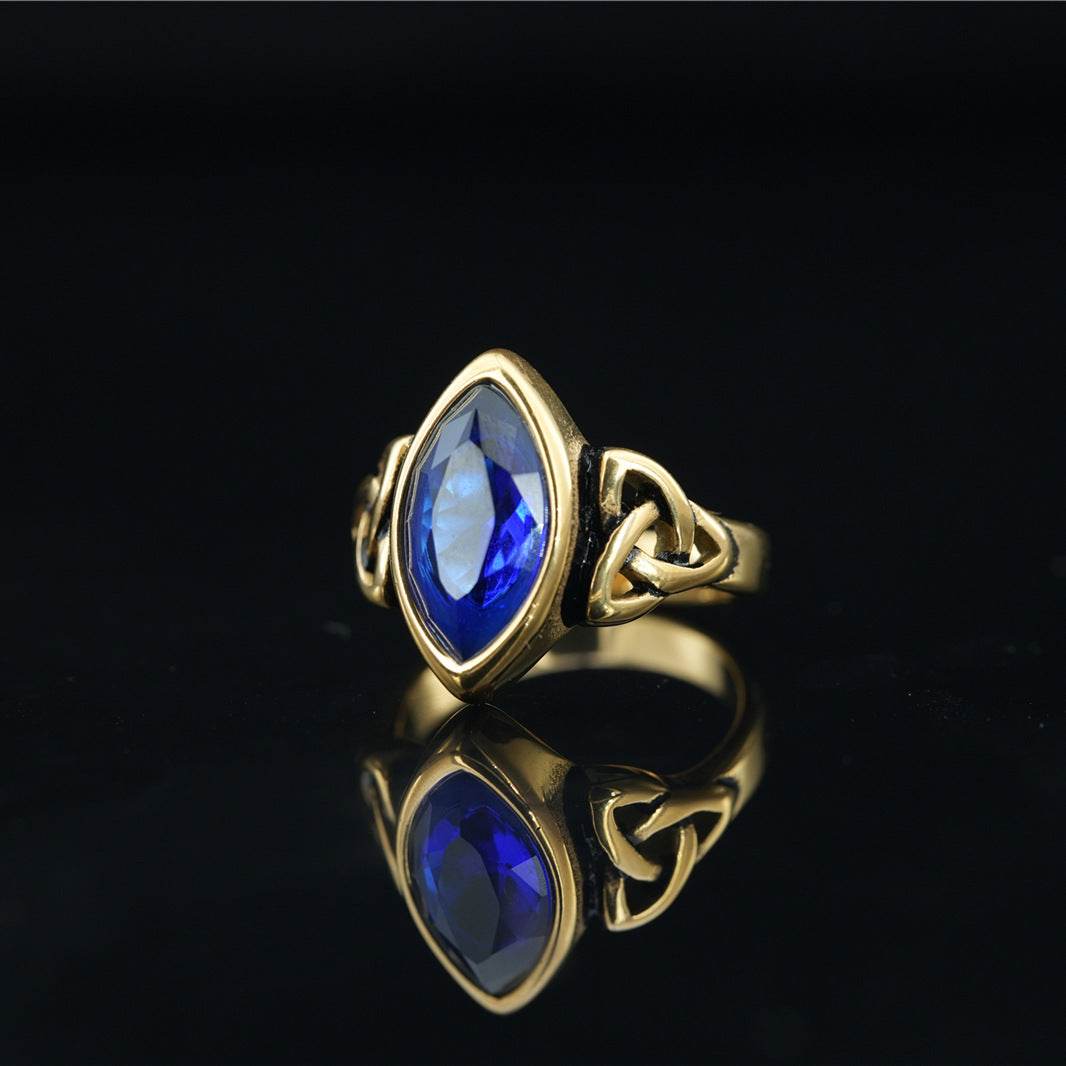 Fashion Retro Gem Titanium Steel Ring For Men And Women Ethnic Style - Mubimart