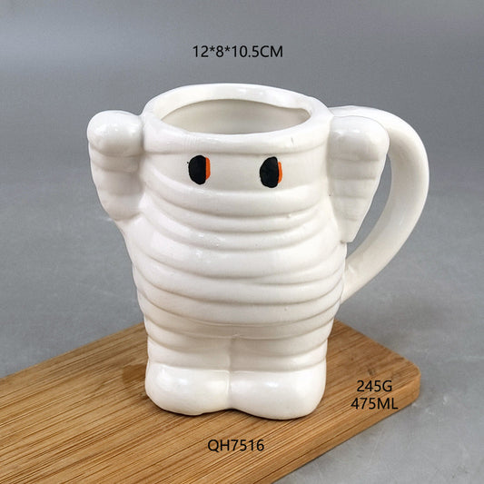 Halloween Mummy Ghost Shape Ceramic Mug