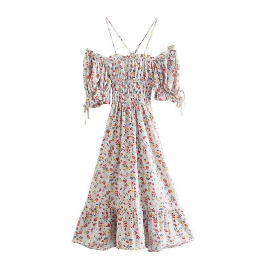 Women's Summer Resort Slip Print Dress - Mubimart