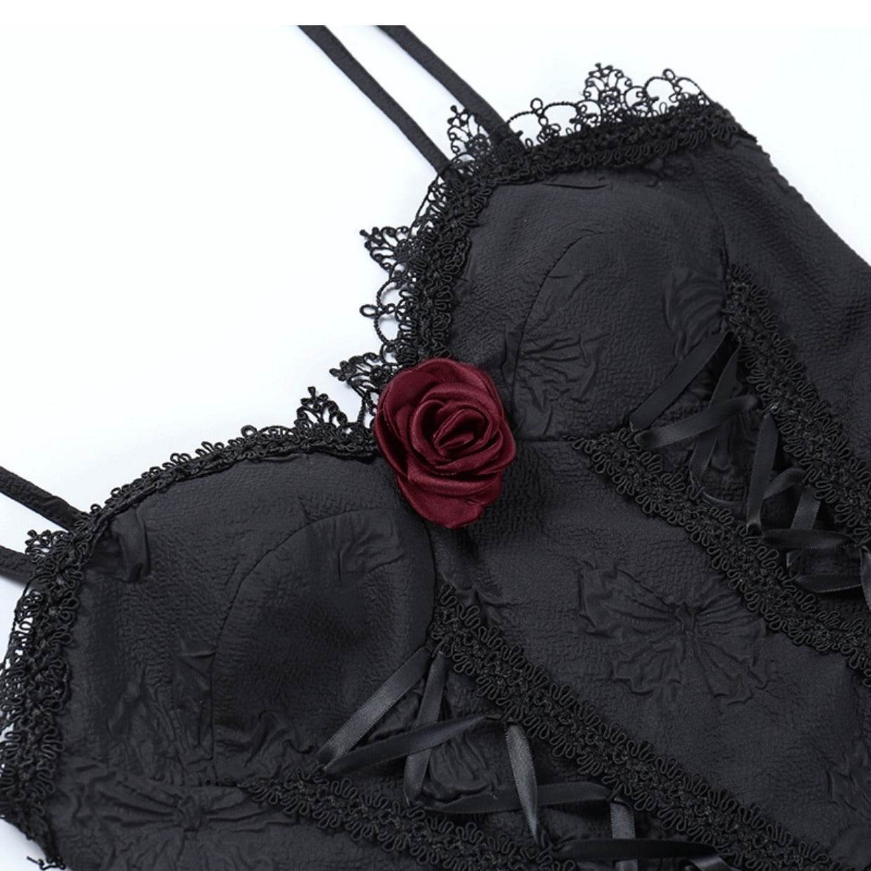 Rose Dark Jacquard Ladies Slip Dress - Mubimart