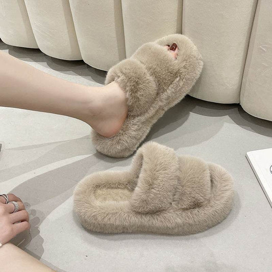 Thick Soled Wool Slippers For Women - Mubimart