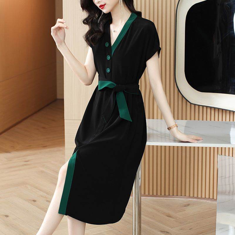 Temperament Plus Size Women's High-end Shirt Dress Satin - Mubimart