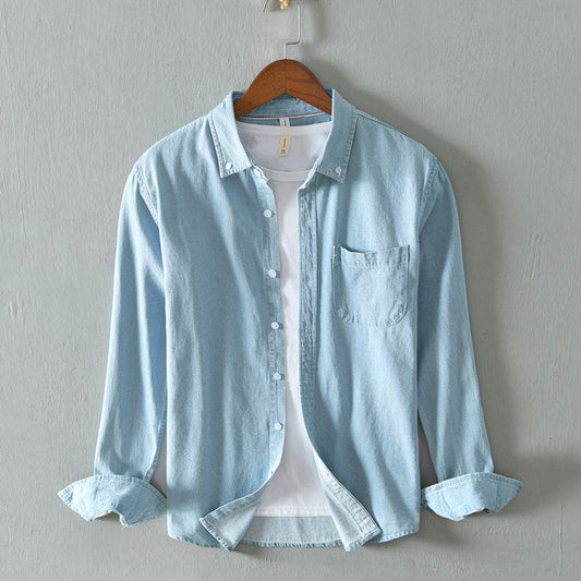 New Youth Shirt Jacket Men's Casual Long-Sleeved Denim Shirt Men's Jacket - Mubimart