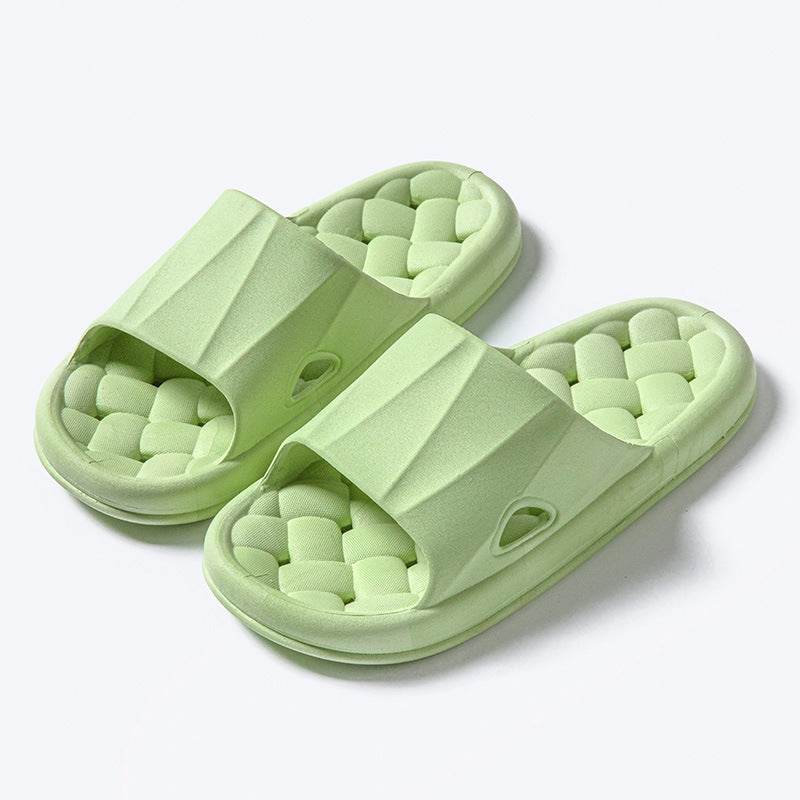 New Woven Texture Non-slip Slippers For Women Summer Indoor Floor Bathroom Home Slipper Men House Shoes - Mubimart