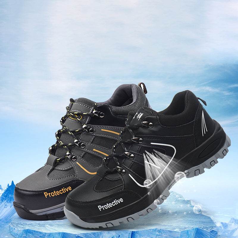Men's Breathable Mesh Non-slip Steel Toe Safety Shoes - Mubimart