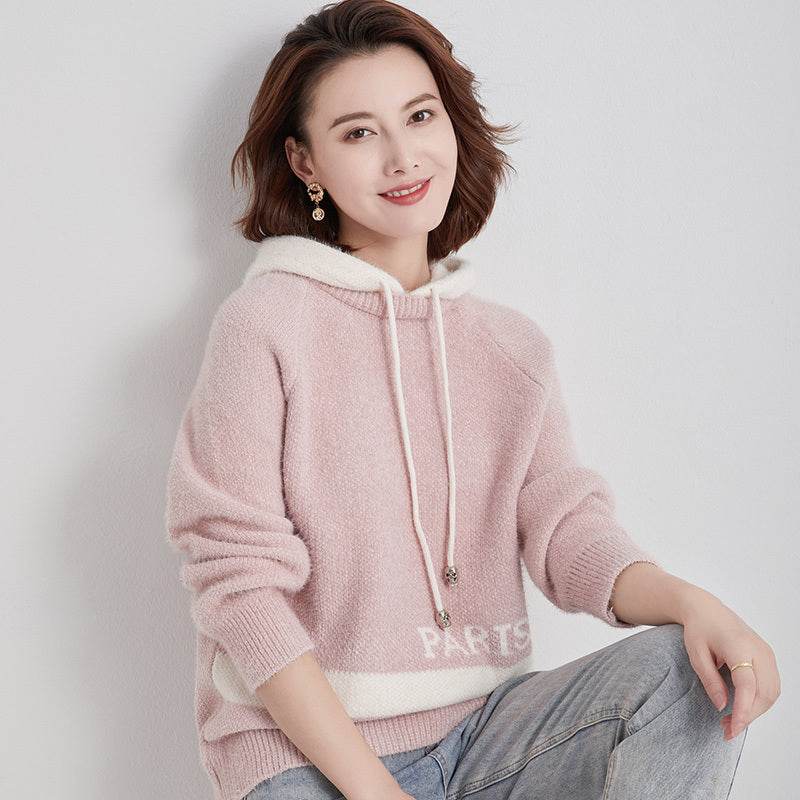 Loose Pullover Plus Size Hooded Sweater - Mubimart