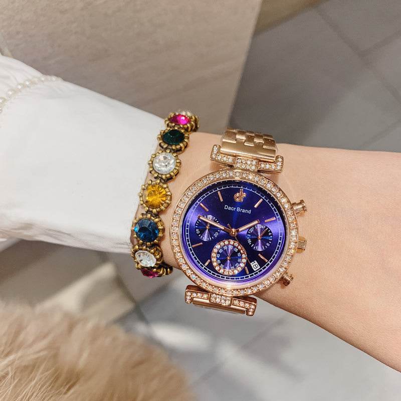 Women Waterproof Diamond Watch With Calendar - Mubimart