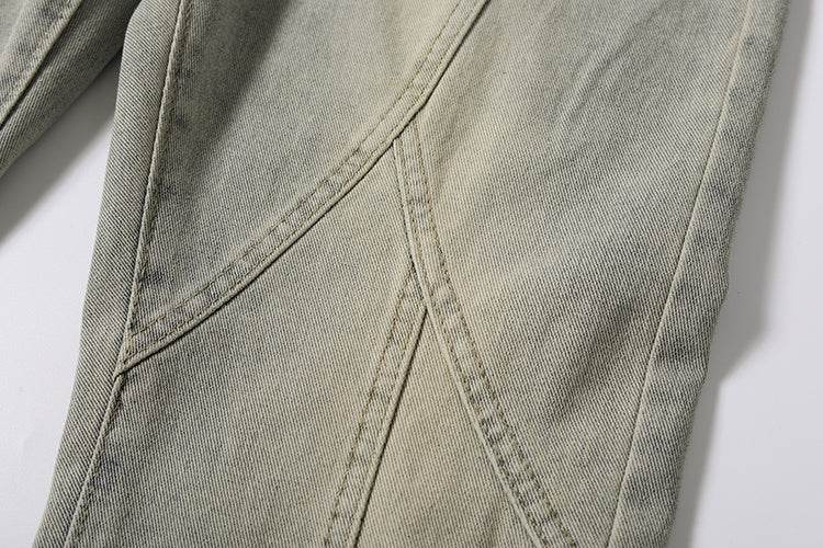 Washed And Worn Flared Jeans - Mubimart