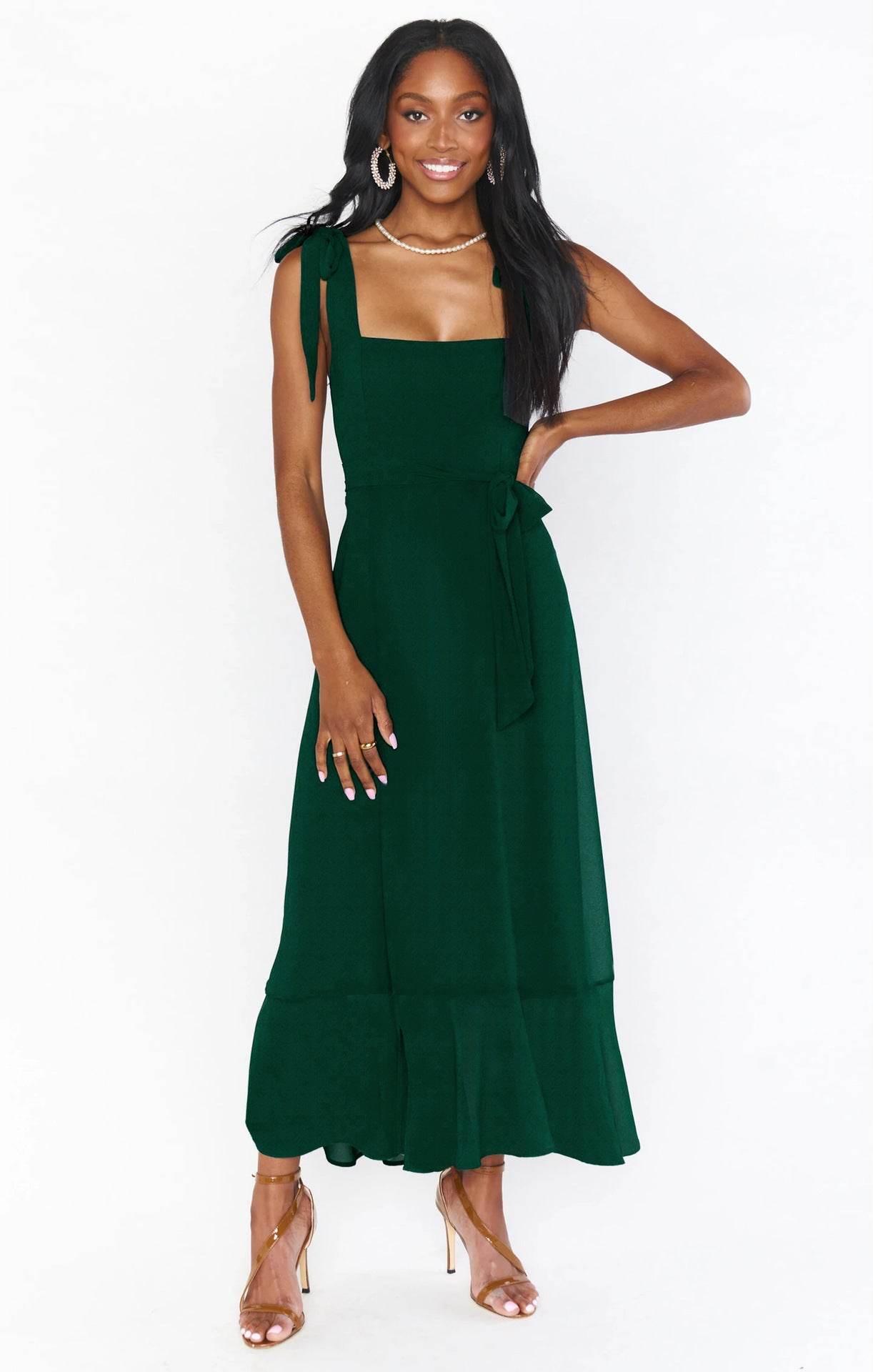 Women's Dresses Summer Elegant Bridesmaid Square Neck Ruffle Split Midi Formal Dress For Wedding Guest Cocktail Party - Mubimart
