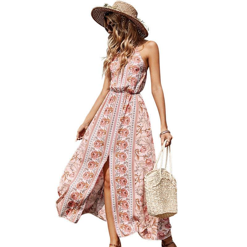 SleevelessBackless Midi Lace Up Dress - Mubimart