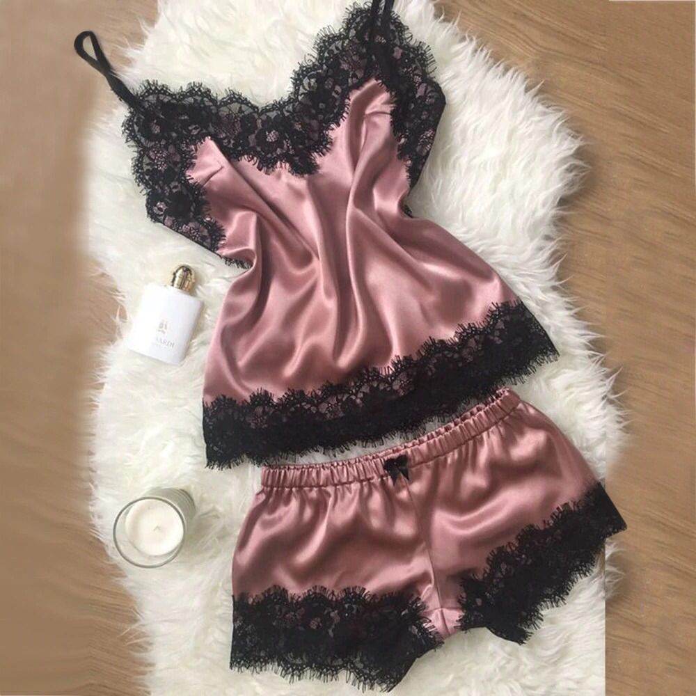 Women's Sling Pajamas Emulation Silk Nightgown Plus Size Home Underwear Nightdress - Mubimart