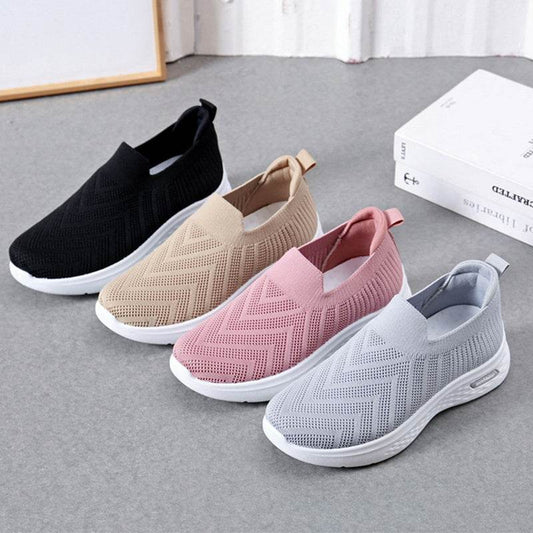Casual Mesh Shoes Sock Slip On Flat Shoes For Women Sneakers Casual Soft Sole Walking Sports Shoe - Mubimart