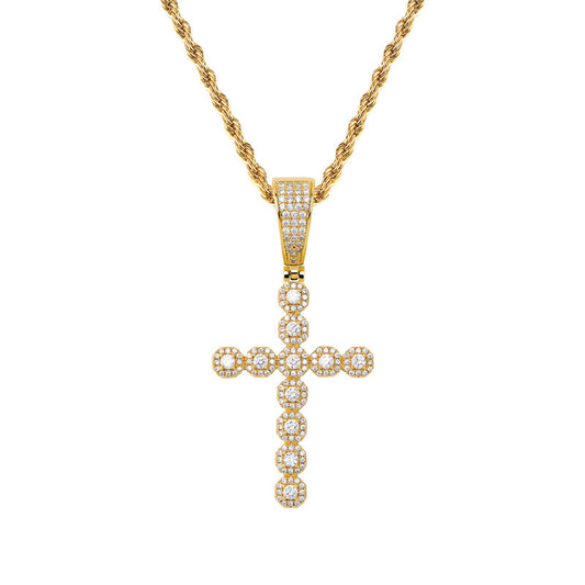 Christ Jesus Cross Retro Pendant Full Of Zircon Trendy Men's And Women's Necklaces