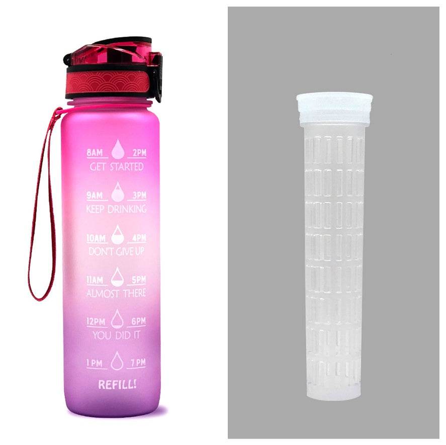 1L Tritan Water Bottle With Time Marker Bounce Cover Motivational Water Bottle Cycling Leakproof Cup For Sports Fitness Bottles - Mubimart