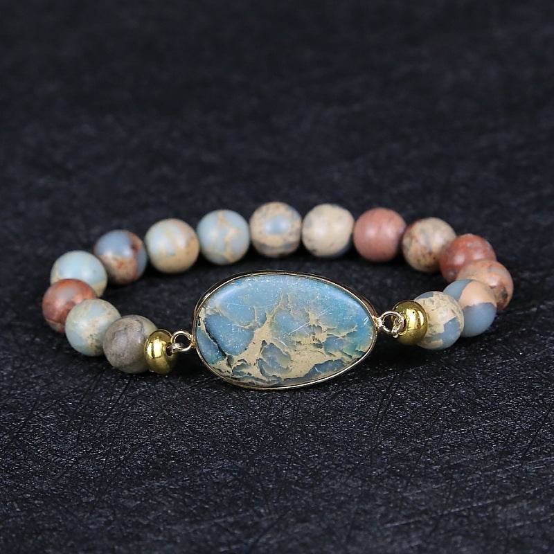 Retro Shoushan Stone Bracelet Men And Women Beaded Natural Stone - Mubimart