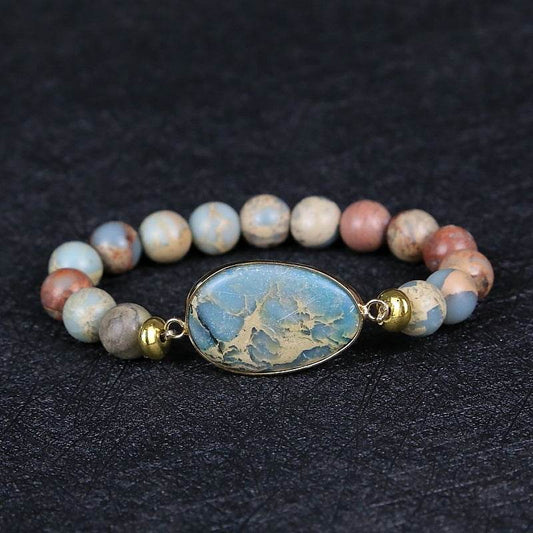 Retro Shoushan Stone Bracelet Men And Women Beaded Natural Stone - Mubimart