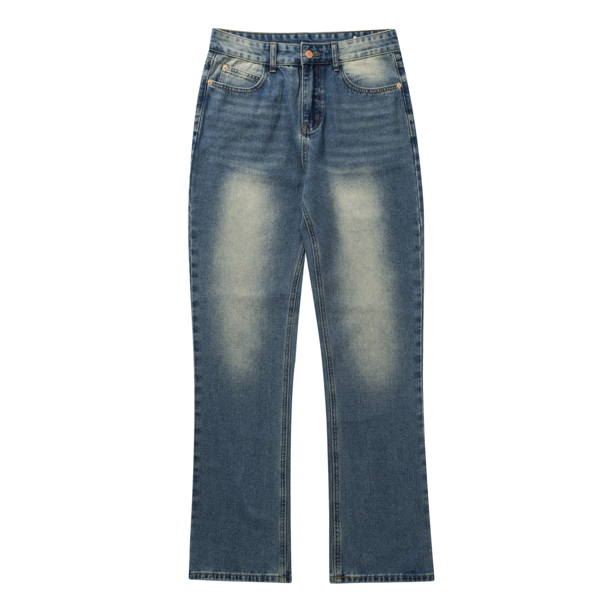 Heren gewassen blauwe jeans rechte bootcut broek