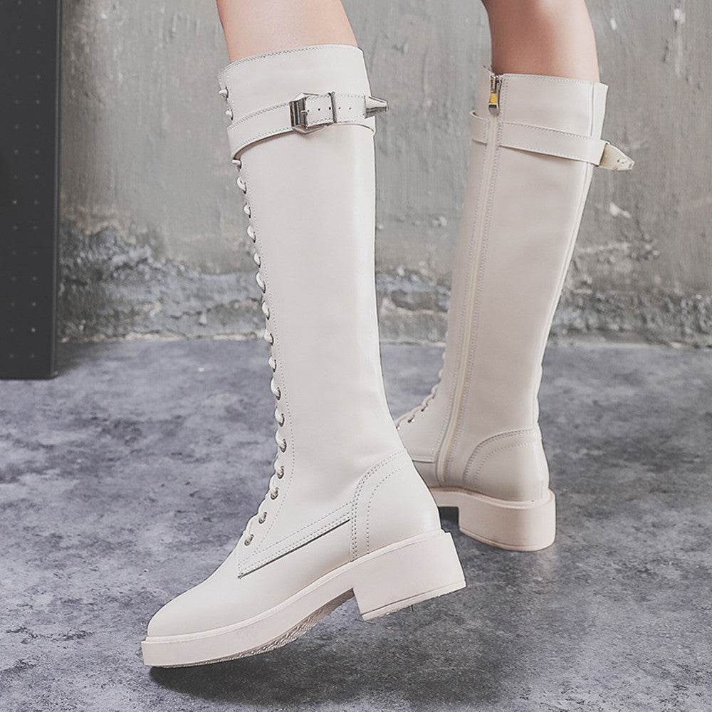 Women Long Boots High Boots Flat Boots Big Size - Mubimart