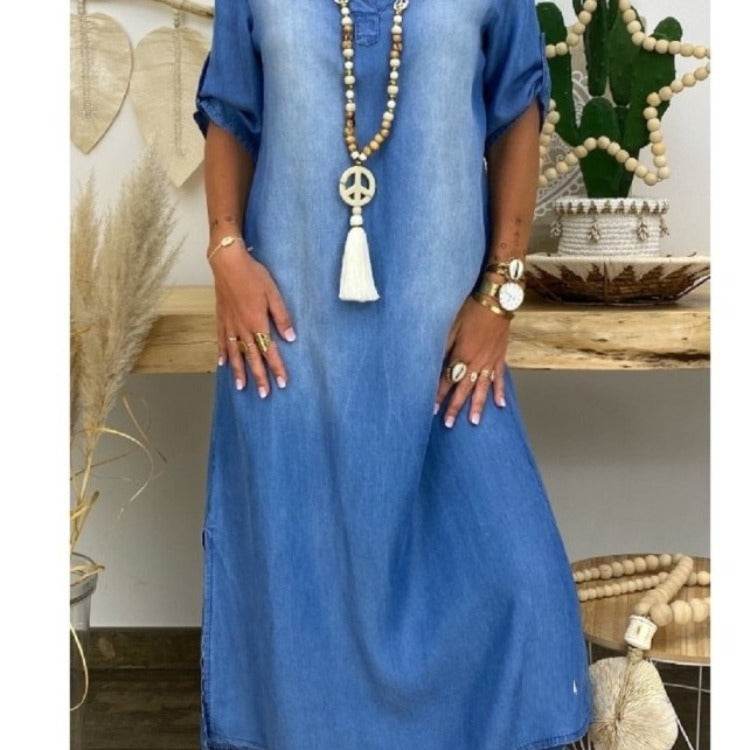 Plus Size Women's Clothing, Foreign Trade Plus Size, New Washed Denim Dresses - Mubimart