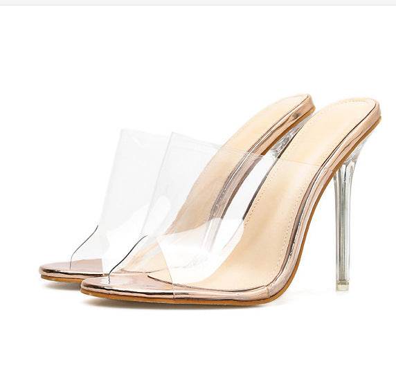Sexy Crystal Heel Mules - Mubimart