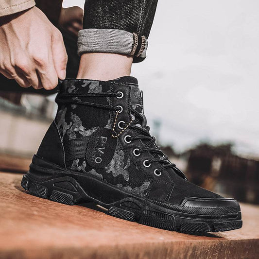New Canvas High-top Tooling Retro Outdoor Hiking Boots - Mubimart