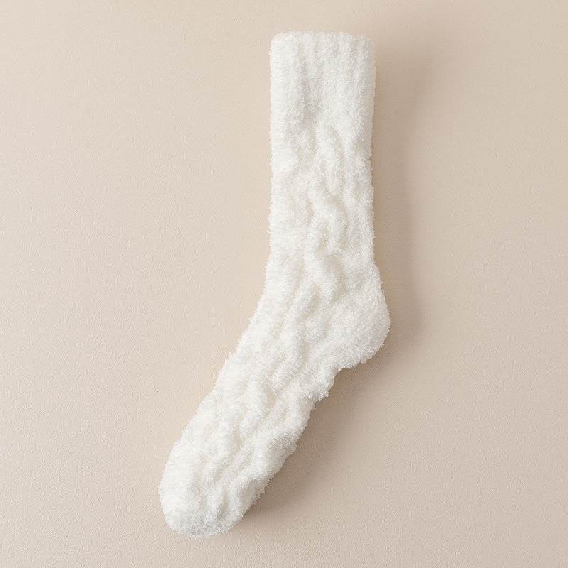 Winter Warm Fuzzy Coral Fleece Socks Women Men Velvet Thickened Home Sleepping Floor Socks - Mubimart