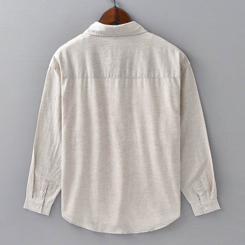 Long LinenMens Linen Shirts Sleeves Casual All-matching Cotton Linen Shirt - Mubimart