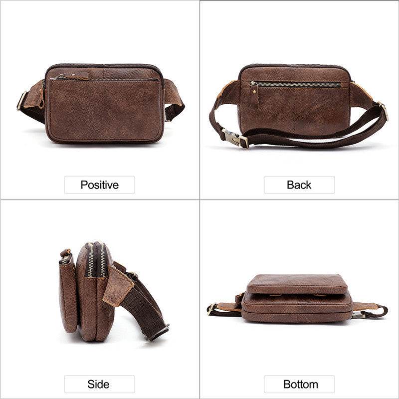 Men Waist Bag Pack Casual Functional Money Phone Belt Bag Male Unisex Sling Bag For Belt Leather Hip Bag Chest Phone Purse - Mubimart