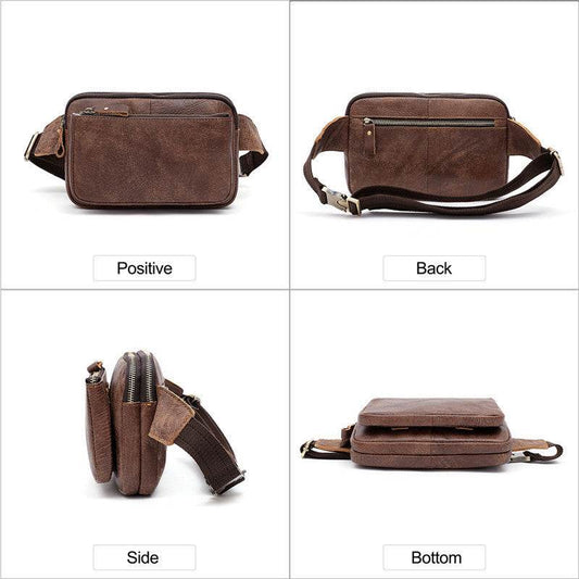 Men Waist Bag Pack Casual Functional Money Phone Belt Bag Male Unisex Sling Bag For Belt Leather Hip Bag Chest Phone Purse - Mubimart