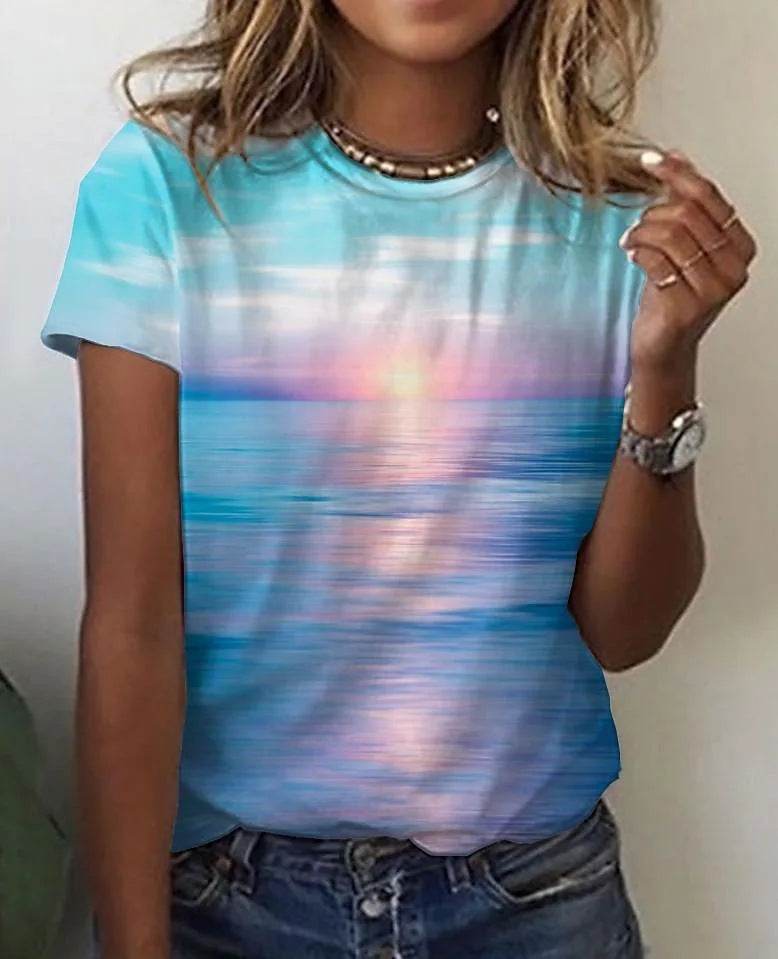 Printed Casual T-shirt For Women - Mubimart