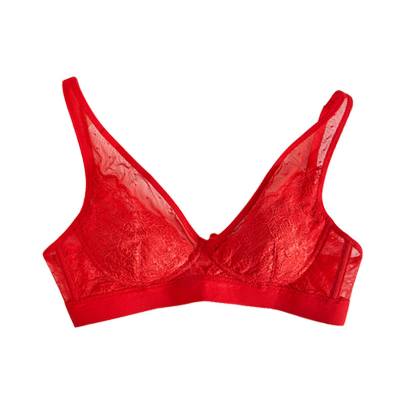 Women's Lace Silk Unwired Push Up Bra - Mubimart -  